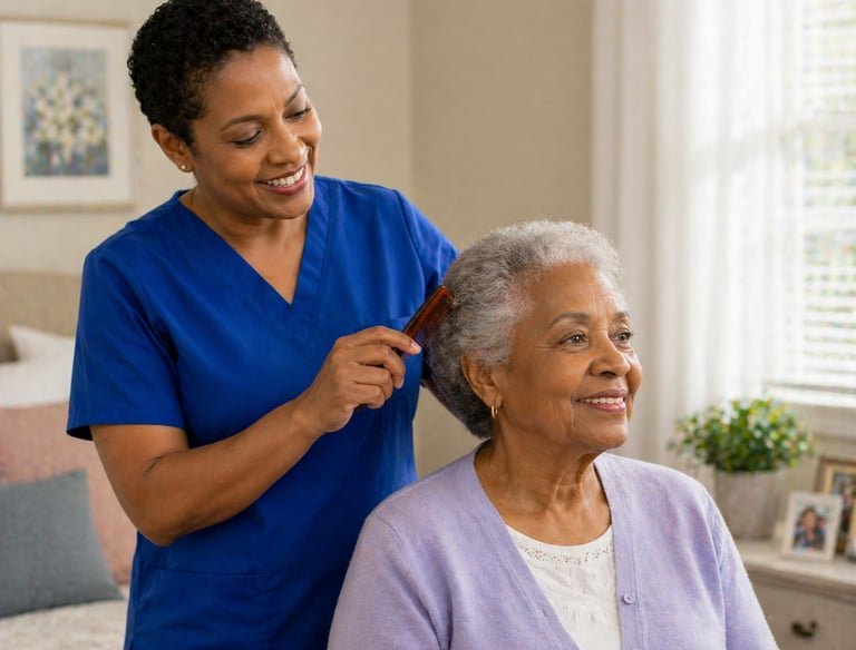 Caregiver providing personal care